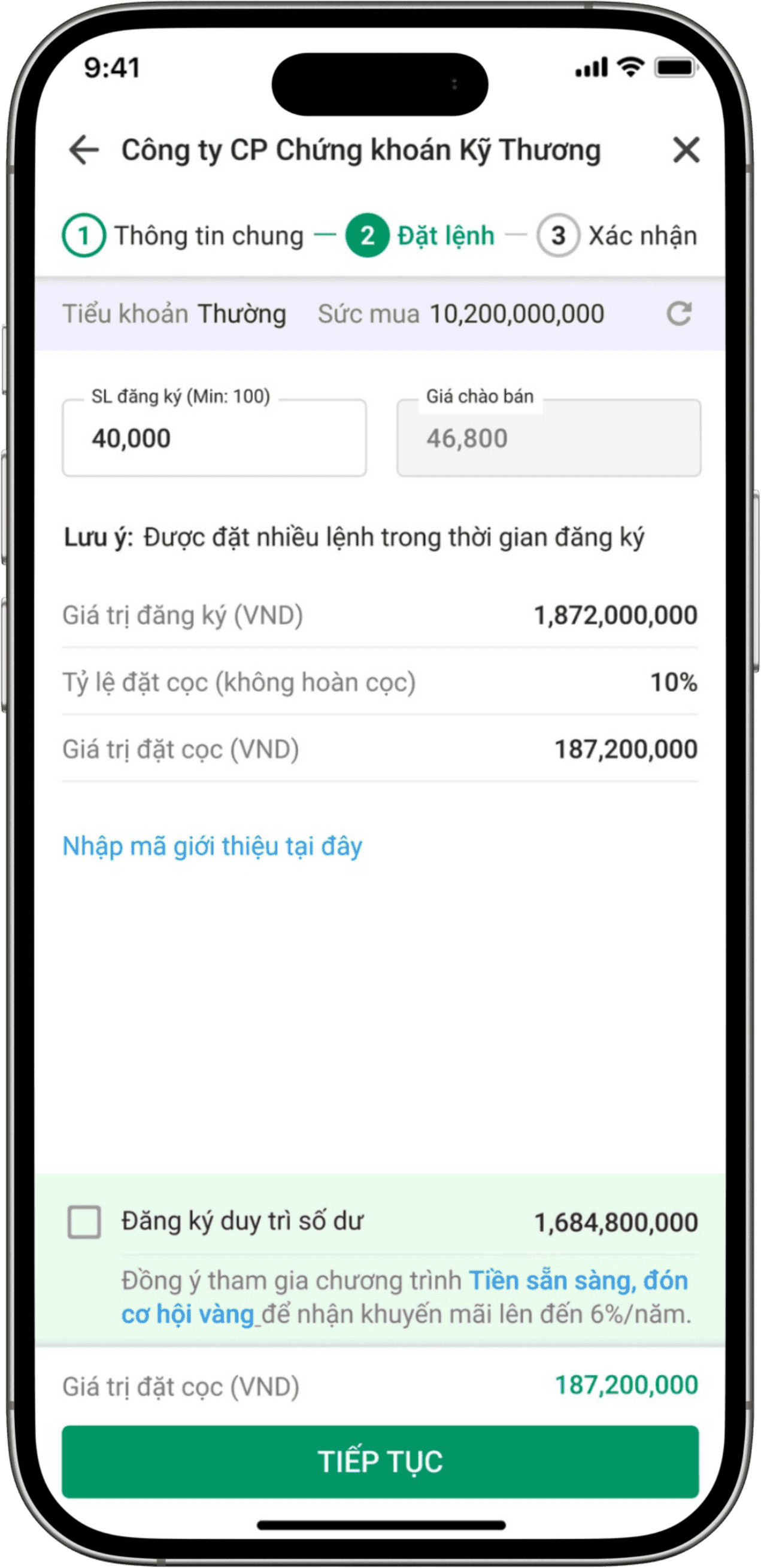 Nền tảng iPO online - Điền thông tin
