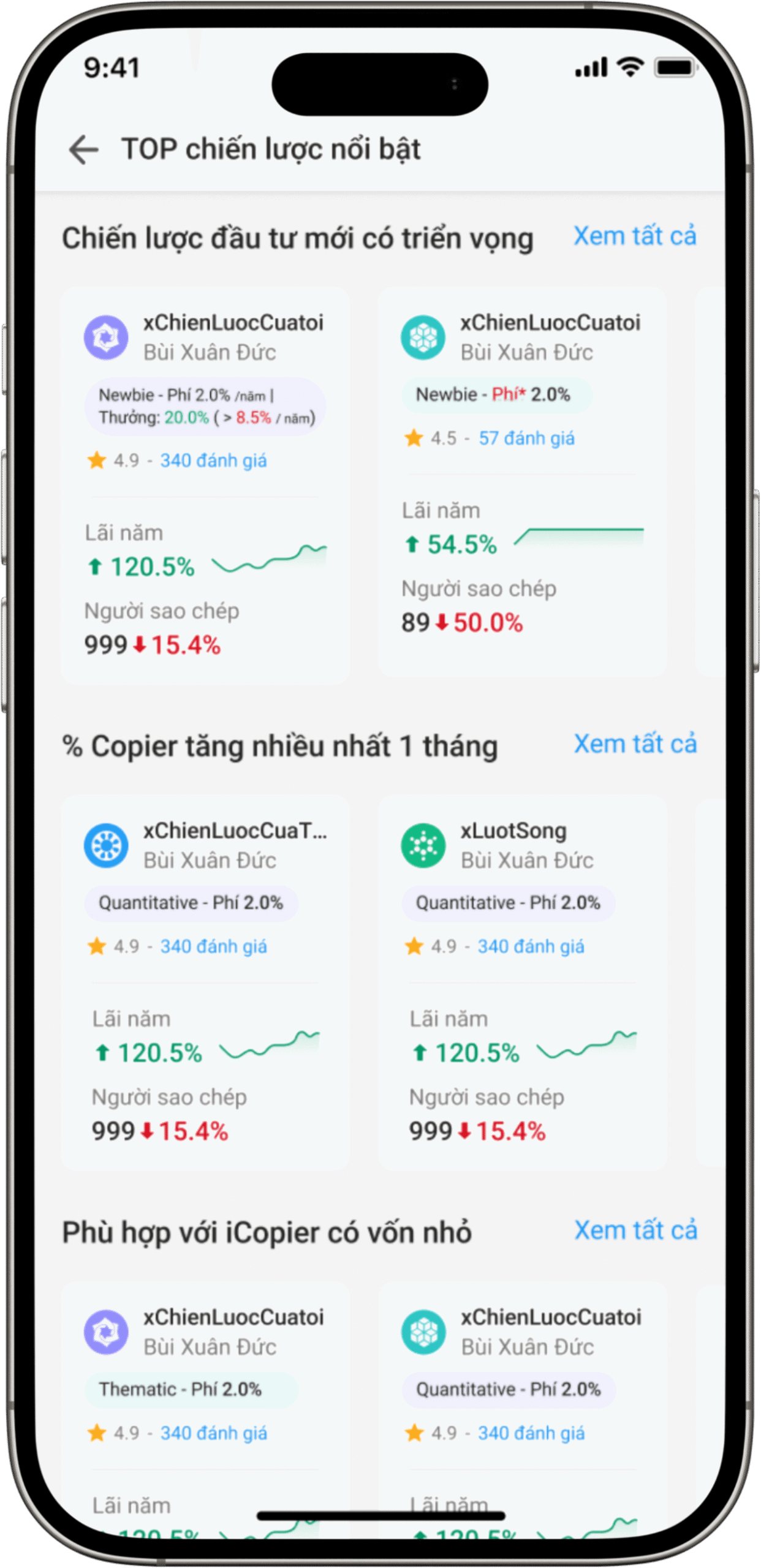Tính năng iCopy - Tìm chiến lược phù hợp