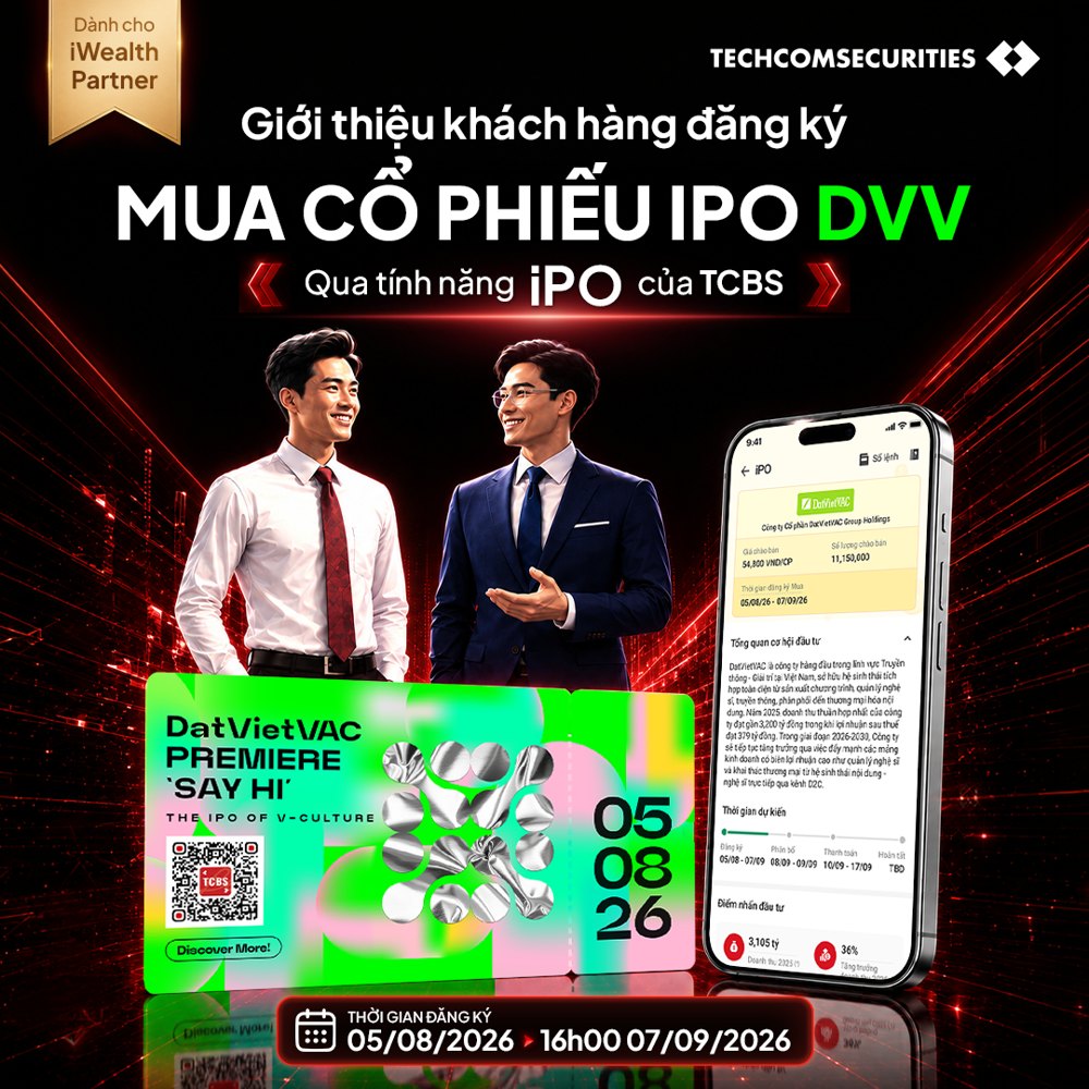 Giới thiệu khách hàng đăng ký mua cổ phiếu IPO DVV qua tính năng iPO của TCBS dành cho iWealth Partner